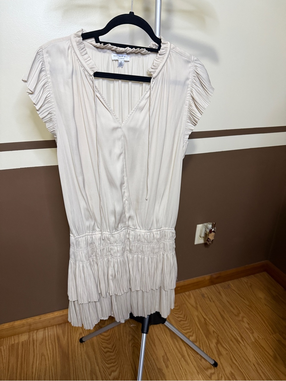 Current Air Cream Zoey Pleated Mini Dress NWOT